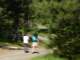 Lori and Debra walking down the path