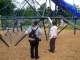 The party moved over to the main playground with the big rope structures