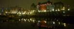 Some of the waterfront at night, including the famous Empress Hotel