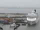 Coming over the Astoria-Megler Bridge, a cruise ship can be seen