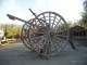It looks like a huge wagon for a cannon, but apparently this was used to skid logs