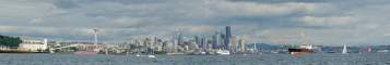 From the grain elevators on the left, to the shipping docks on the right, a panorama of Seattle’s waterfront.